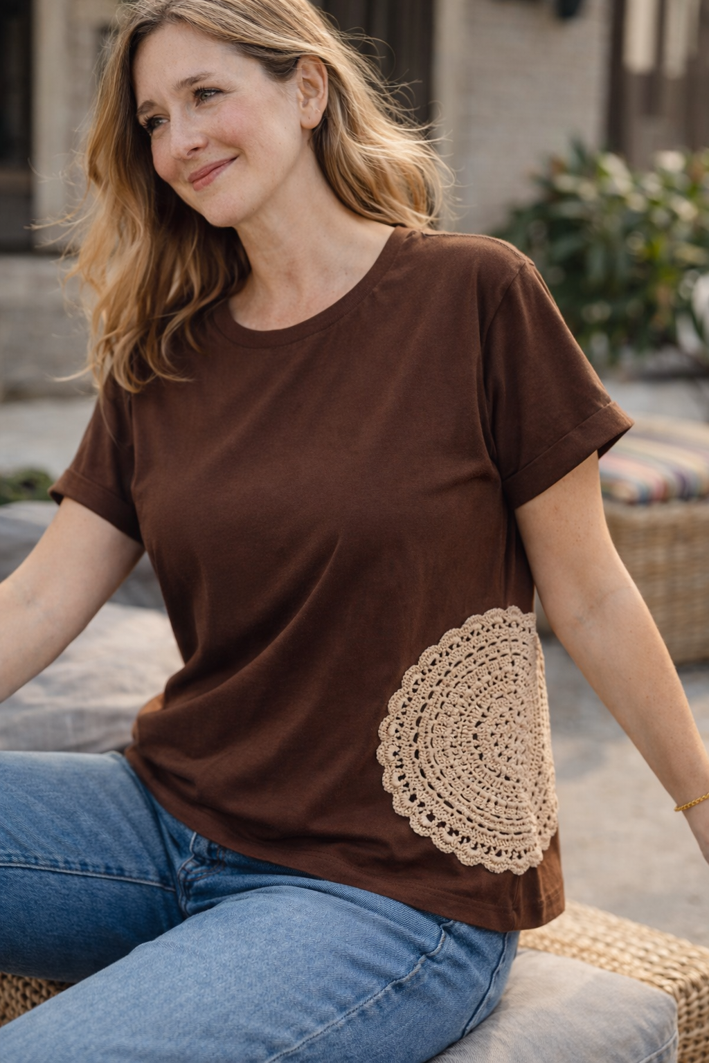 Embroidered T-Shirt Mandala Crochet