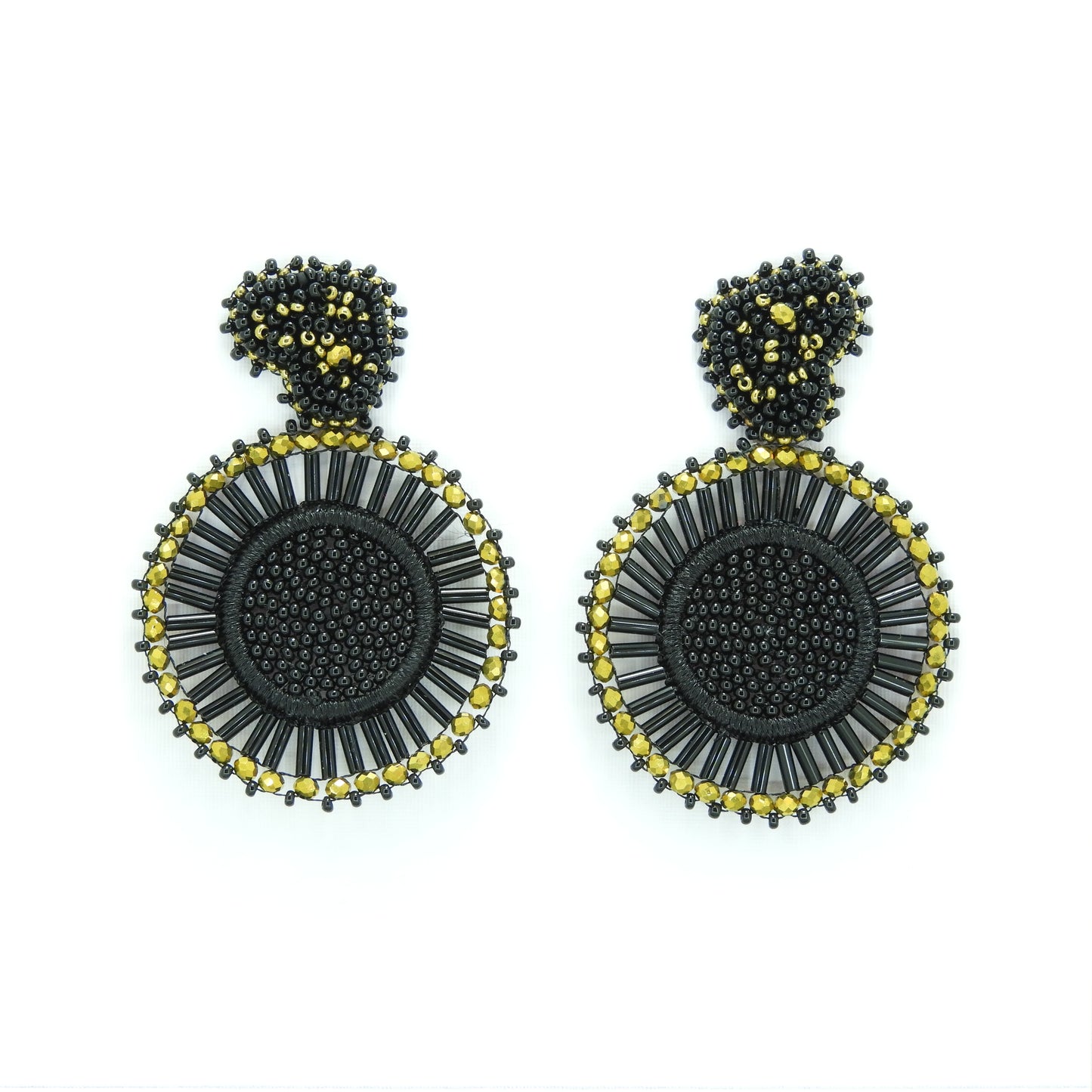 Black Round Earrings