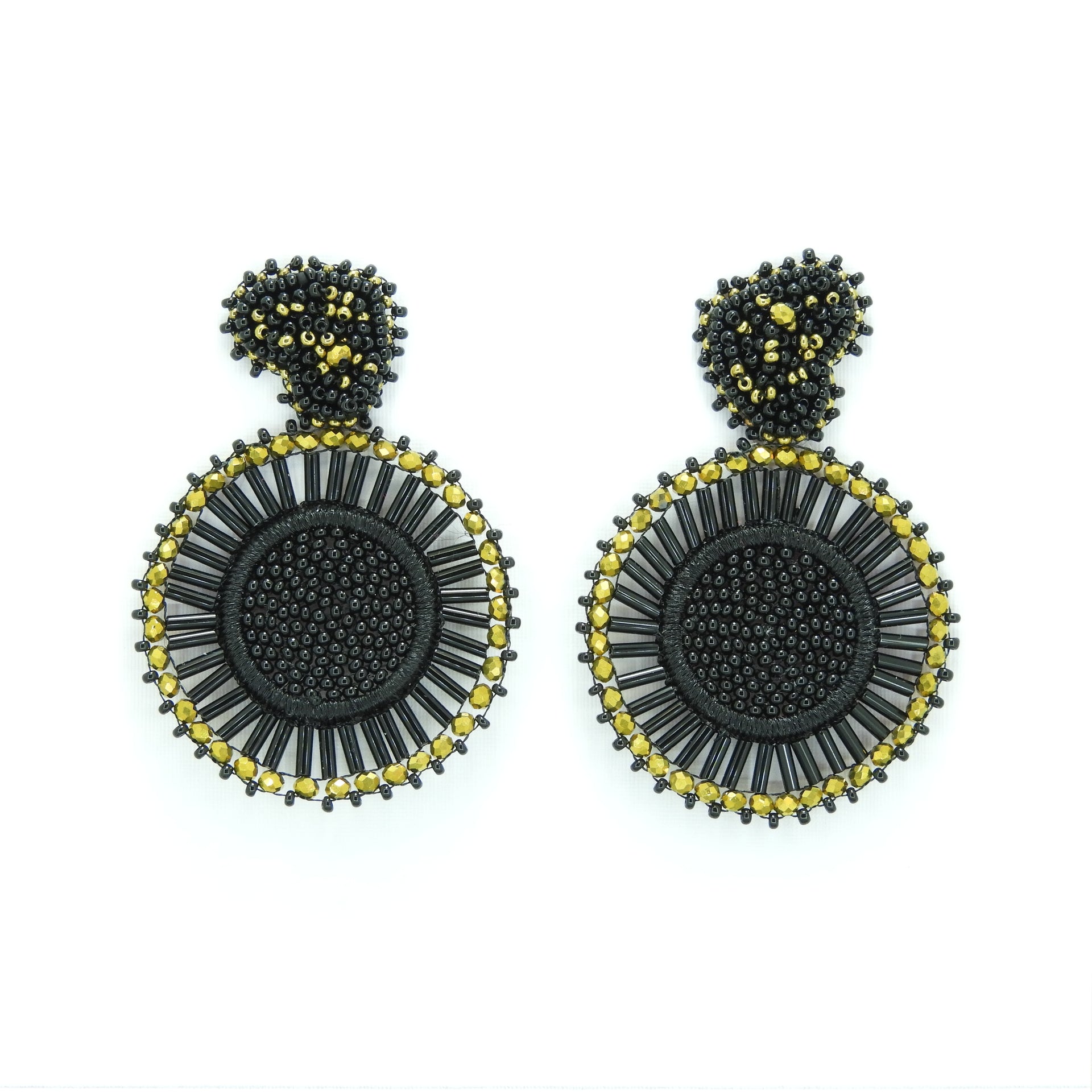 Black Round Earrings