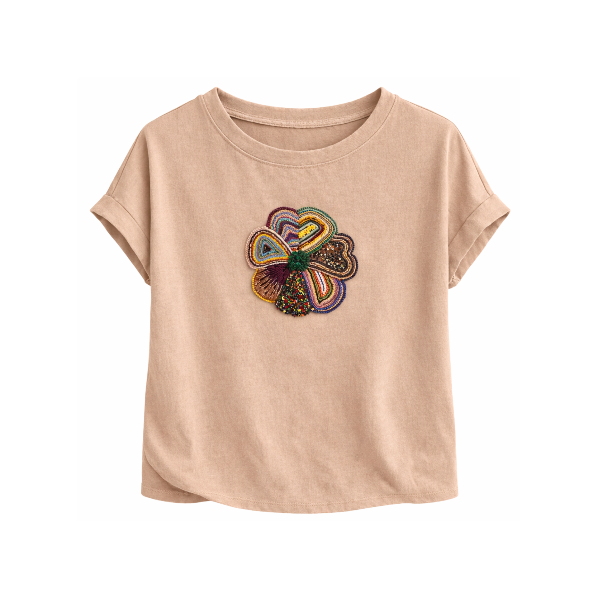 Embroidered T-Shirt Flor Pop